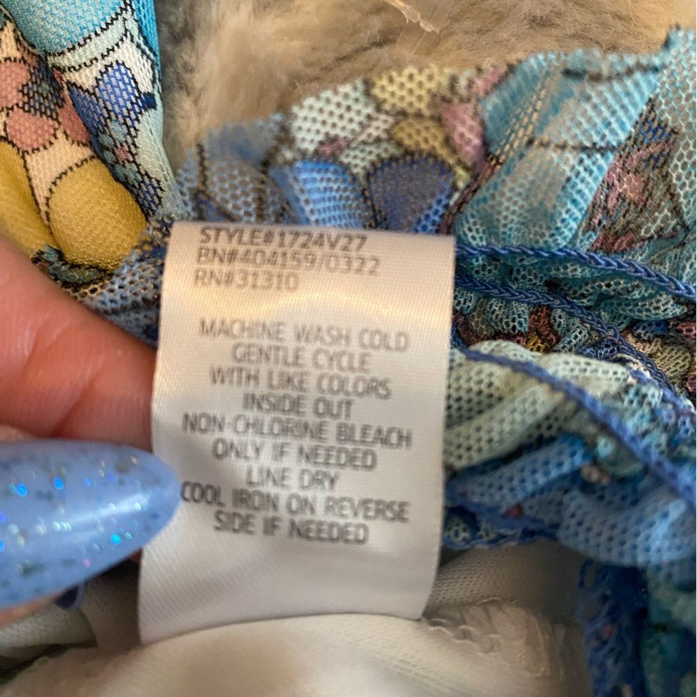 New Boho chic blue floral crop top | Bohemian off the shoulder juniors top Small - Picture 8 of 9